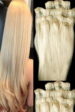 18 20 22 24 100 Clip In Human Hair Extensions 7pcs 14 Clips 24 Light Golden Blonde Hair Faux You