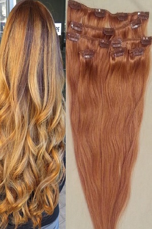 human hair extensions strawberry blonde clip in