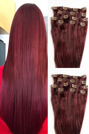 100% Clip in Human Hair Extensions 7Pcs 