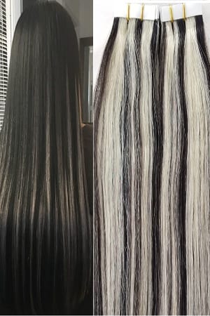 Black and White Human Hair Extensions