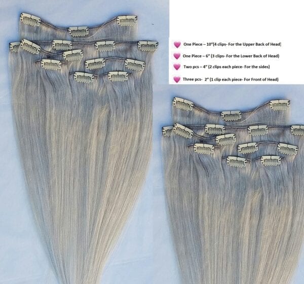 18",20",24" 100% Clip in Human Hair Extensions 7Pcs,14 clips #Light Ash Blonde (Without Gold or Silver Tint) - Image 3