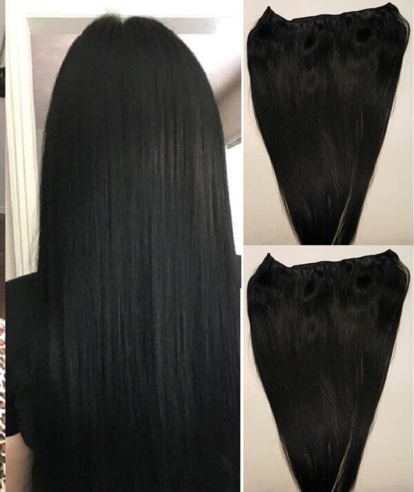 18", 20" Machine Weft Hair Weave, Sew In,100 grams,100% Human Hair Extensions Weft #1 Jet Black - Image 2