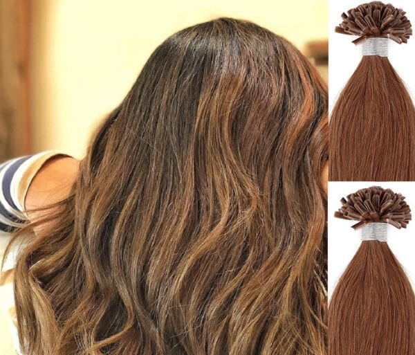 18",22" 100 grams,100 strands ,U Tip (Nail Tip) Fusion Keratin Pre Bonded Remy Human Hair Extensions #10 Light Brown - Image 2