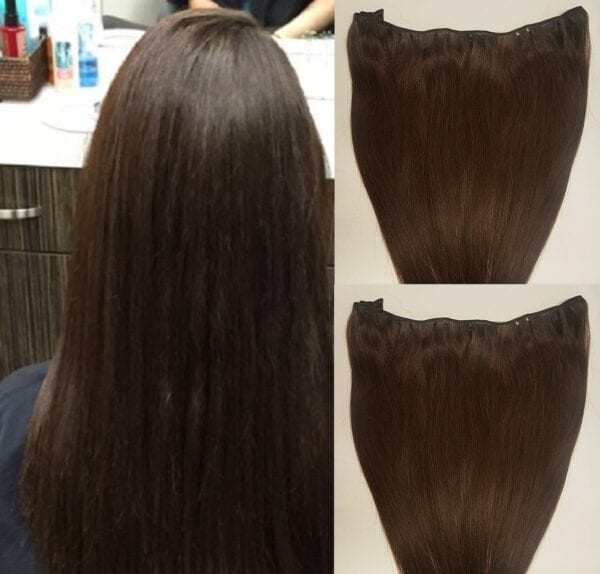 18", 20" Machine Weft Hair Weave, Sew In,100 grams,100% Human Hair Extensions Weft #2 Darkest Brown - Image 2