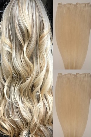 18 20 22 Machine Weft Hair Weave Sew In 100 Grams 100 Human Hair Extensions Weft 60 White Blonde Slightly Golden Hair Faux You