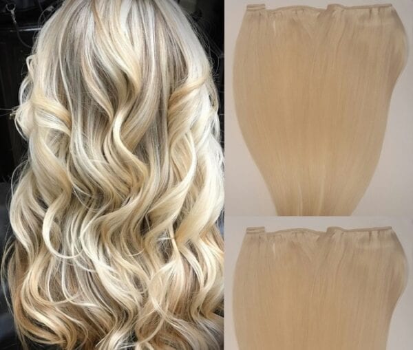 18", 20" Machine Weft Hair Weave, Sew In,100 grams,100% Human Hair Extensions Weft #60 White Blonde (Slightly Golden) - Image 2