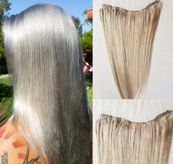 18", 20" Machine Weft Hair Weave, Sew In,100 grams,100% Human Hair Extensions Weft #Light Ash Blonde (Without Gold or Silver Tint) - Image 2