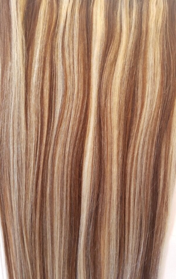 18", 20" Machine Weft Hair Weave, Sew In,100 grams,100% Human Hair Extensions Weft #4/613 Dark Brown mixed with Platinum Blonde - Image 4