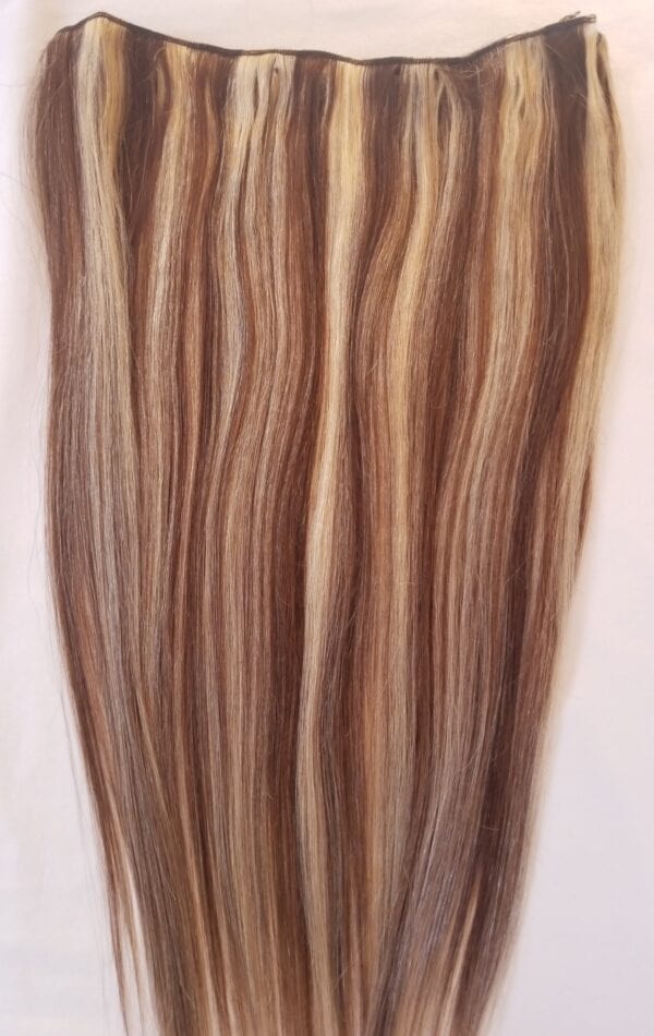 18", 20" Machine Weft Hair Weave, Sew In,100 grams,100% Human Hair Extensions Weft #4/613 Dark Brown mixed with Platinum Blonde - Image 3