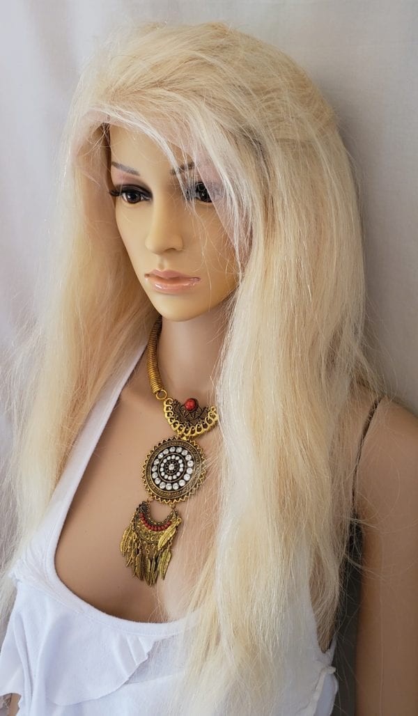 18", 20" Lace Front (13”x 4”) 100% Brazilian Human Hair Wigs # 613 Platinum Blonde - Image 5