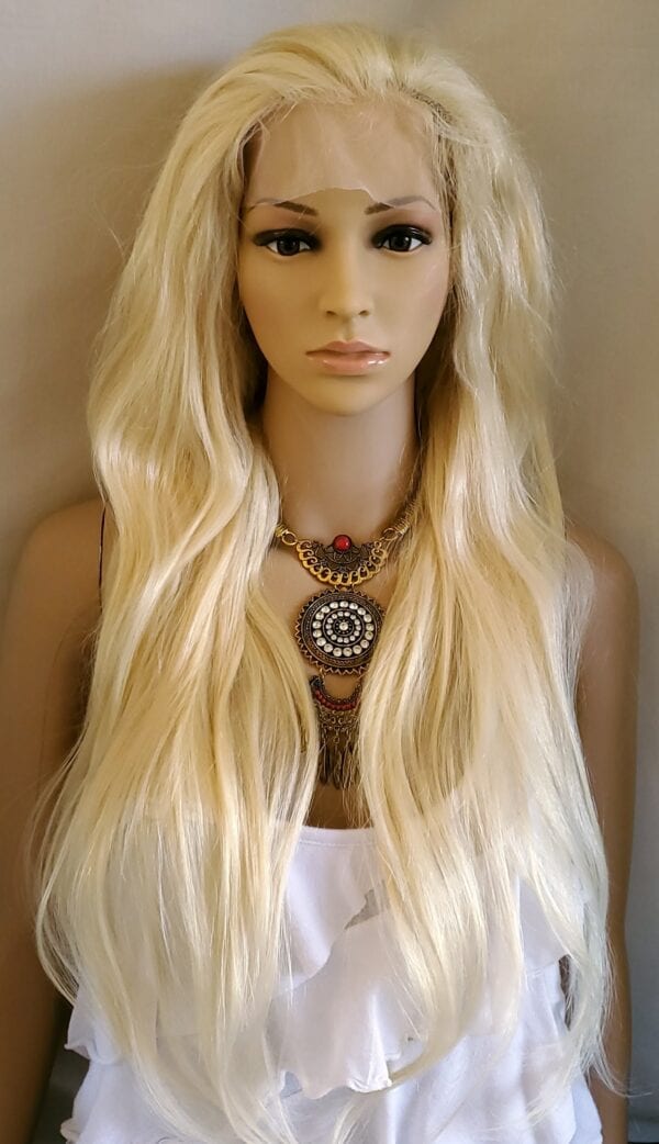 18", 20" Lace Front (13”x 4”) 100% Brazilian Human Hair Wigs # 613 Platinum Blonde - Image 2