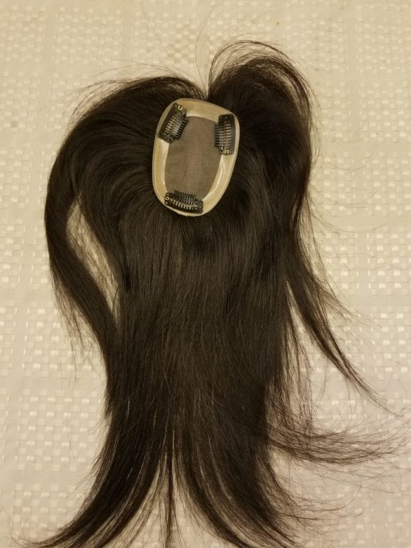 14″ Women’s Clip in Closure ,100% Human Hair, 3.5″X5.5″ Hairpiece #1B Off Black - Image 7