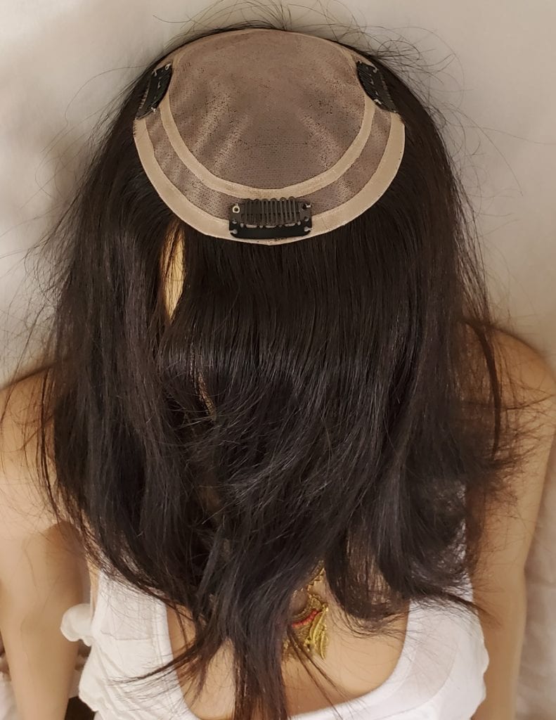 16″ Human Hair Topper, Clip in Hair Piece for Women, 5.5″x6″ Mono Crown