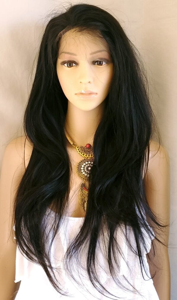 18",20" Lace Front (13”x 4”) 100% Brazilian Human Hair Wigs # 1B Off Black - Image 2