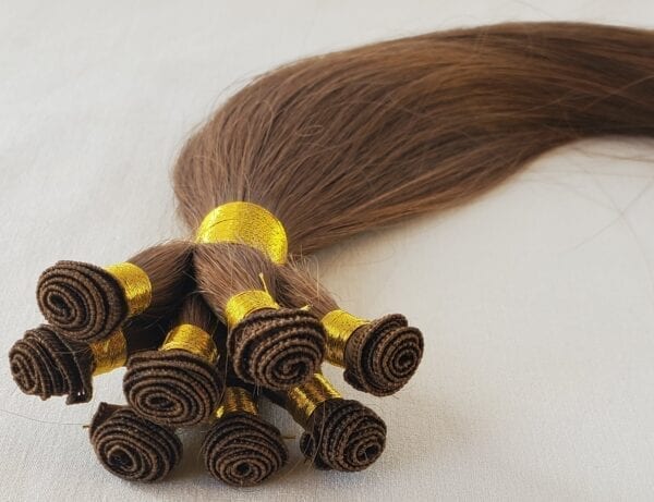 18", 20", 22" Hand-Tied Weft Hair, 100 grams,100% Human Remy Hair Extensions #6 Chestnut Brown - Image 8