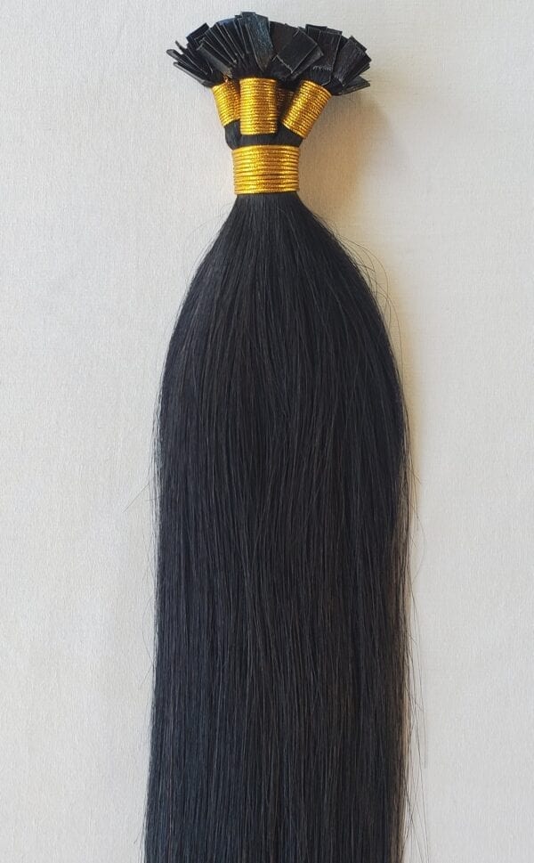 18",22" 100 grams,100 strands ,Flat Tip Fusion Keratin Pre Bonded Remy Human Hair Extensions #1 Jet Black - Image 3