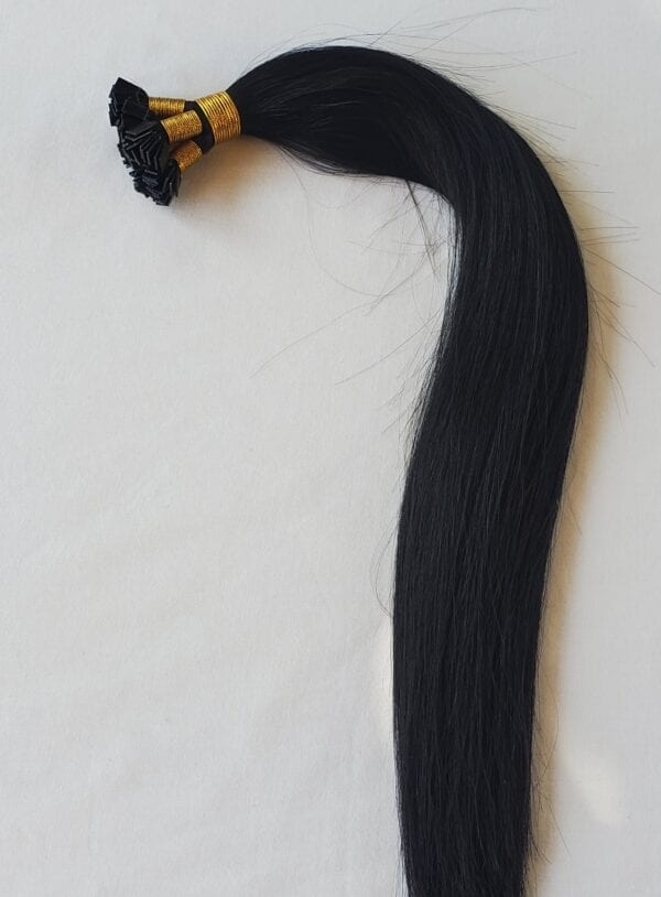 18",22" 100 grams,100 strands ,Flat Tip Fusion Keratin Pre Bonded Remy Human Hair Extensions #1 Jet Black - Image 4