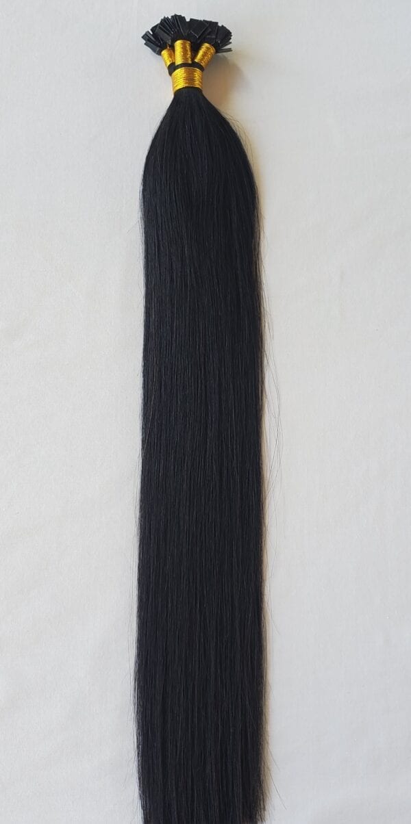 18",22" 100 grams,100 strands ,Flat Tip Fusion Keratin Pre Bonded Remy Human Hair Extensions #1 Jet Black - Image 5