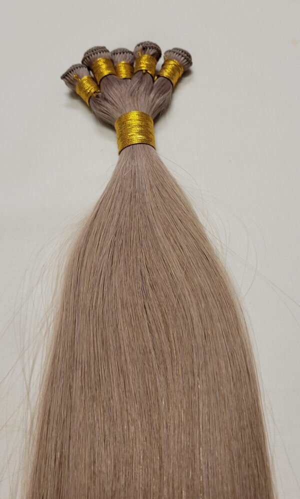 18", 20", 22" Hand-Tied Weft Hair, 100 grams,100% Human Remy Hair Extensions #17 Dark Ash Blonde - Image 5