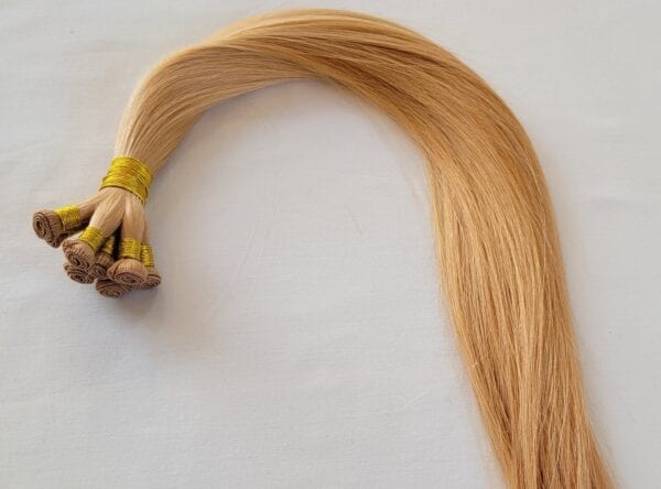 18", 20", 22" Hand-Tied Weft Hair, 100 grams,100% Human Remy Hair Extensions #18 Honey Blonde - Image 3