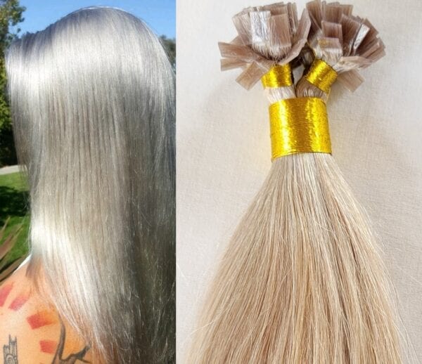 18",22" 100 grams,100 strands ,Flat Tip Fusion Keratin Pre Bonded Remy Human Hair Extensions #Light Ash Blonde - Image 2