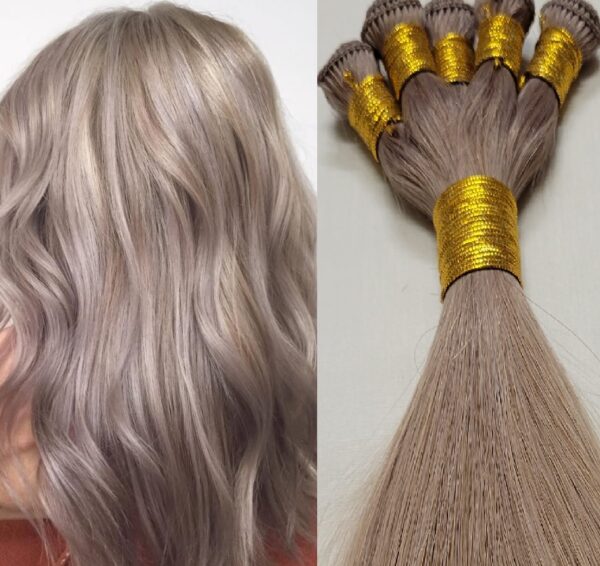 18", 20", 22" Hand-Tied Weft Hair, 100 grams,100% Human Remy Hair Extensions #17 Dark Ash Blonde - Image 2