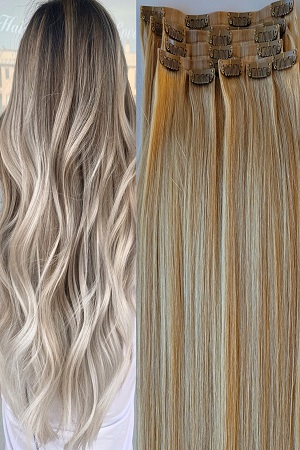 Mixed Dark and Platinum Blonde Human Hair Extensions