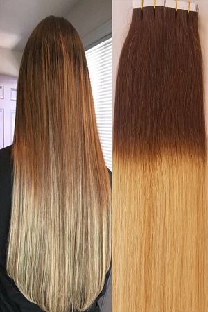 Brunette to Blonde Ombre Human Hair Extensions