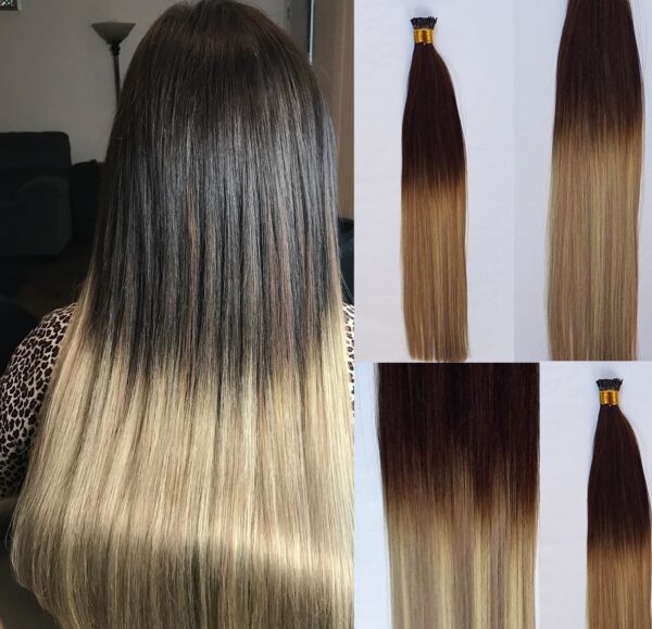 18″,22″ Ombre Balayage 100 grams,125 strands ,I Tip (Stick Tip) Beaded Fusion Pre Bonded Remy Human Hair Extensions #T2-18/613 - Image 2