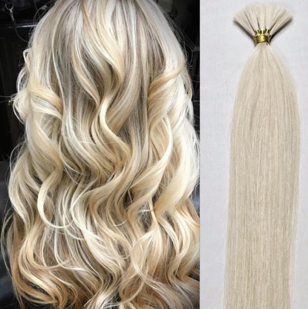 18″, 20", 22″ 100 grams,10 Bundles,100% Human V-Light Bulk Hair Extensions (Loose Hair) #60 White Blonde (Slightly Golden) - Image 2