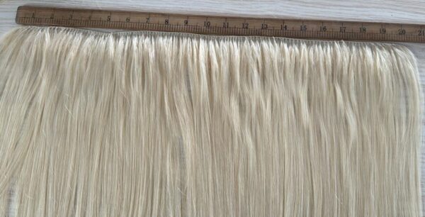 20" Feather Weft Hair,100 grams, 125 srands,100% Human Remy Hair Extensions #60 White Blonde (Slightly Golden) - Image 3