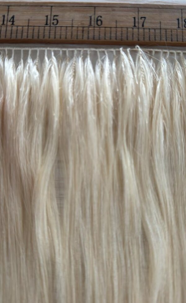 20" Feather Weft Hair,100 grams, 125 srands,100% Human Remy Hair Extensions #60 White Blonde (Slightly Golden) - Image 5