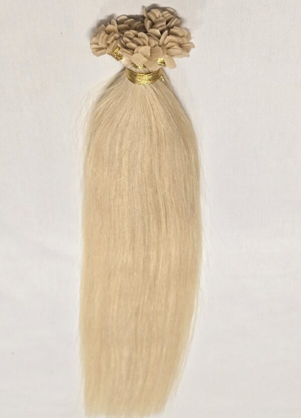 20″ 100 grams,150 strands ,100% Human V-Light Bonded Hair Extensions #60 White Blonde (Slightly Golden) - Image 6