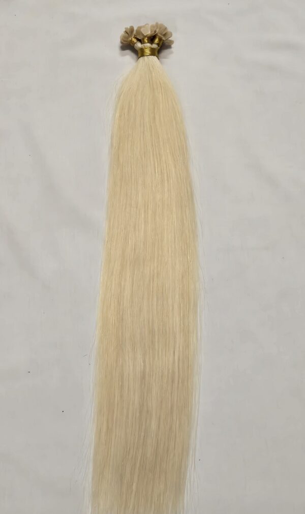 20″ 100 grams,150 strands ,100% Human V-Light Bonded Hair Extensions #60 White Blonde (Slightly Golden) - Image 3