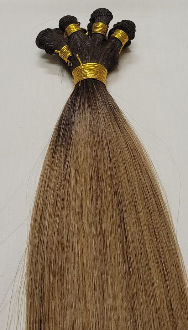 20" Rooted Hand-Tied Weft Hair, 100 grams,100% Human Remy Ombre Balayage Hair Extensions #T2-4/6 - Image 5