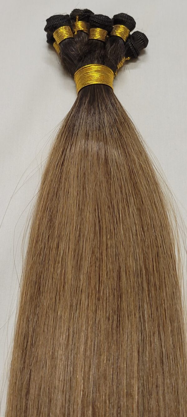 20" Rooted Hand-Tied Weft Hair, 100 grams,100% Human Remy Ombre Balayage Hair Extensions #T2-4/6 - Image 7