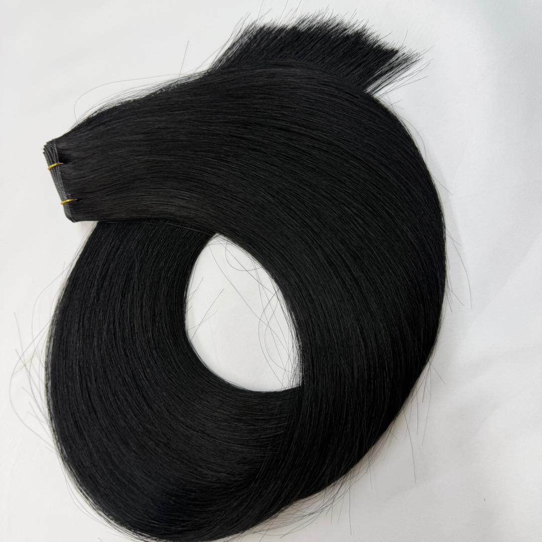 18″, 22″ Genius Wefts, 50g,100% Human Remy Hair Extensions #1 Jet Black - Image 4