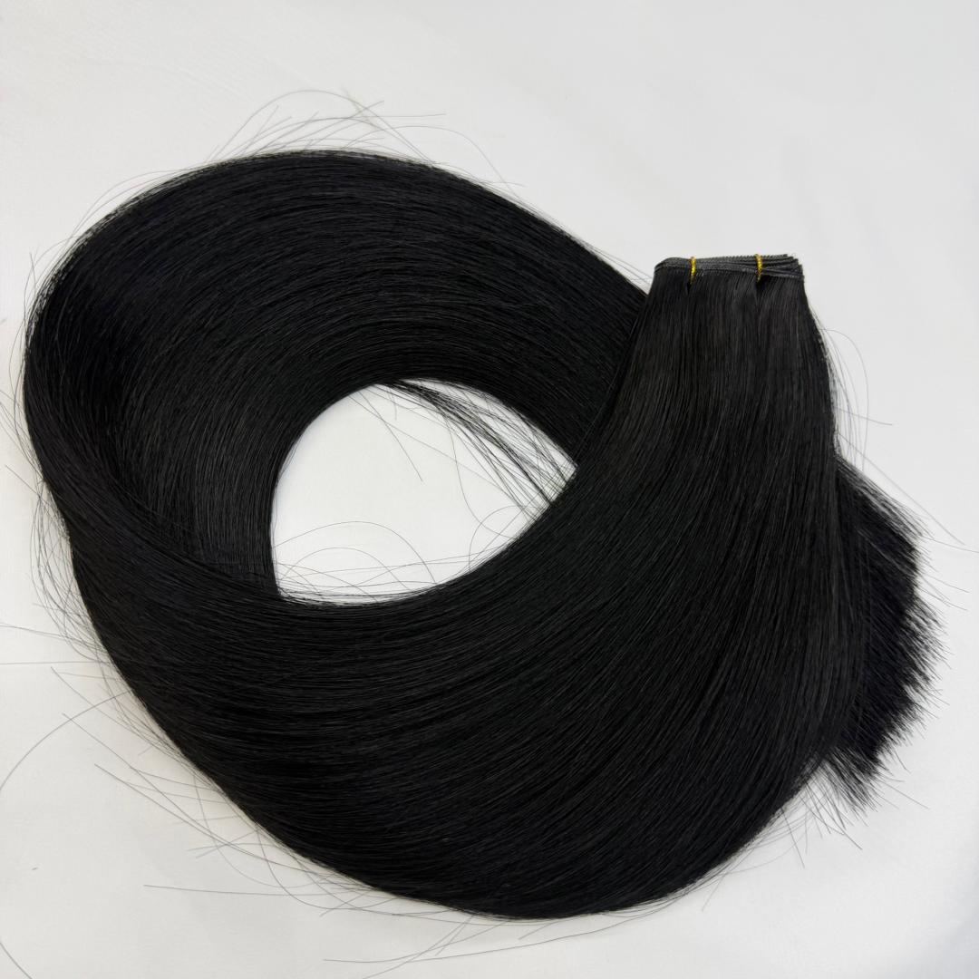 18″, 22″ Genius Wefts, 50g,100% Human Remy Hair Extensions #1 Jet Black - Image 3