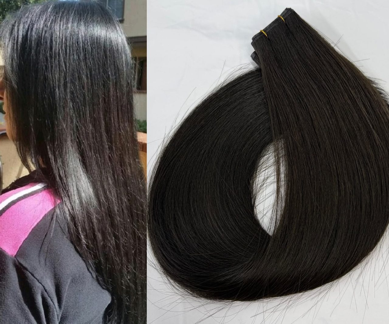 18″, 22″ Genius Wefts, 50g,100% Human Remy Hair Extensions #1B Off Black - Image 2